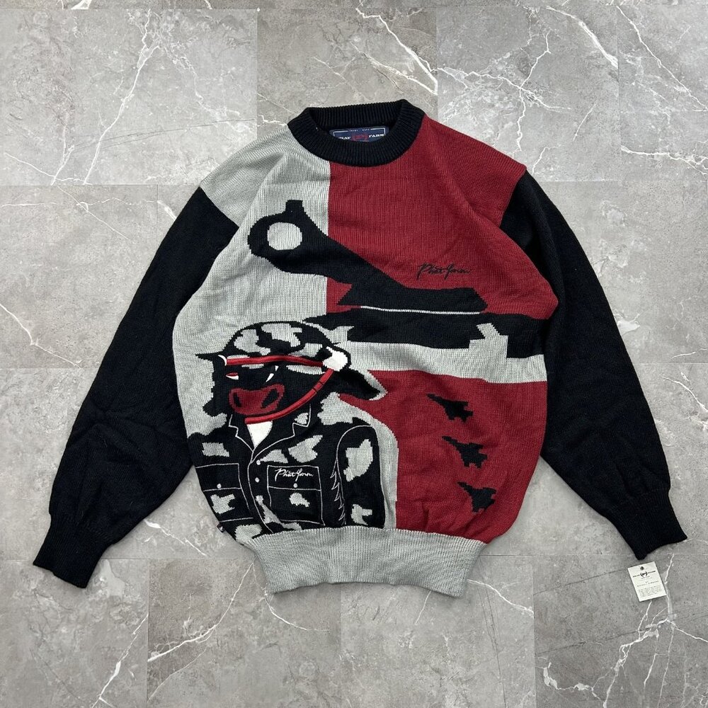 Vintage‎ Phat Farm Sweater Mens 2XL Knit Pullover Graphic Crewneck Dead Stock